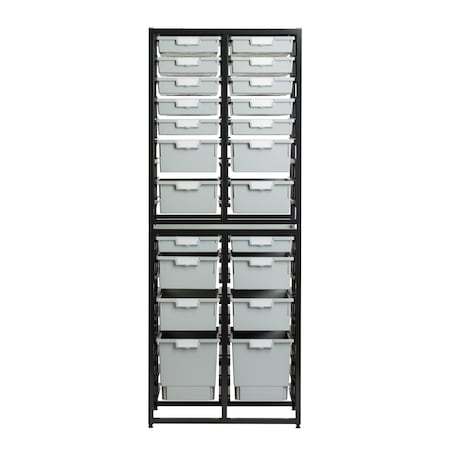 Storsystem Commercial Grade High Capacity Storage Wall Units with 36 Gray High Impact Polystyrene Bins/Trays CE2090DG-12S8D2QLG